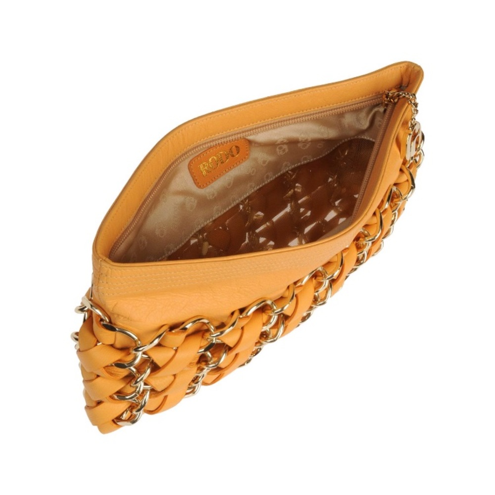 Link Gold Chain Leather Clutch / Handbag! - Picture 2 of 7